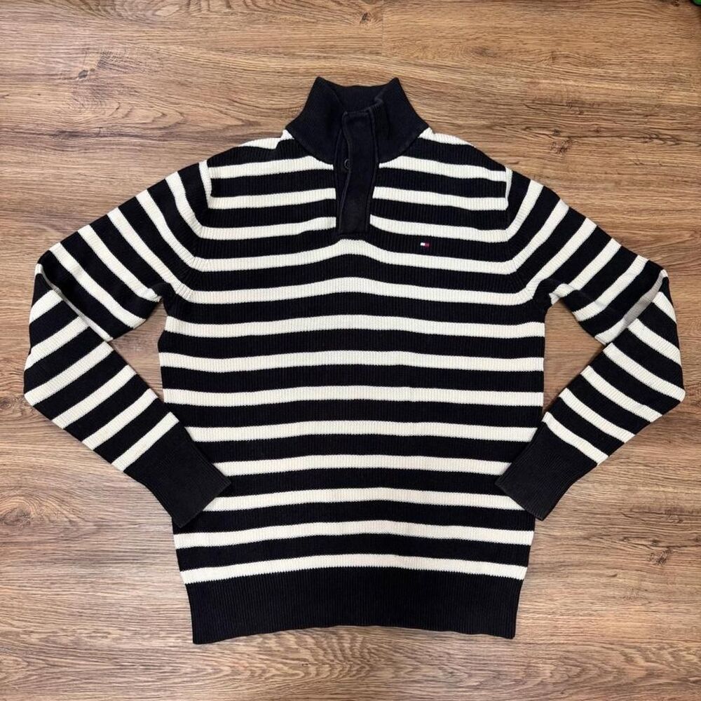 Tommy Hilfiger Striped Preppy Collared Sweater